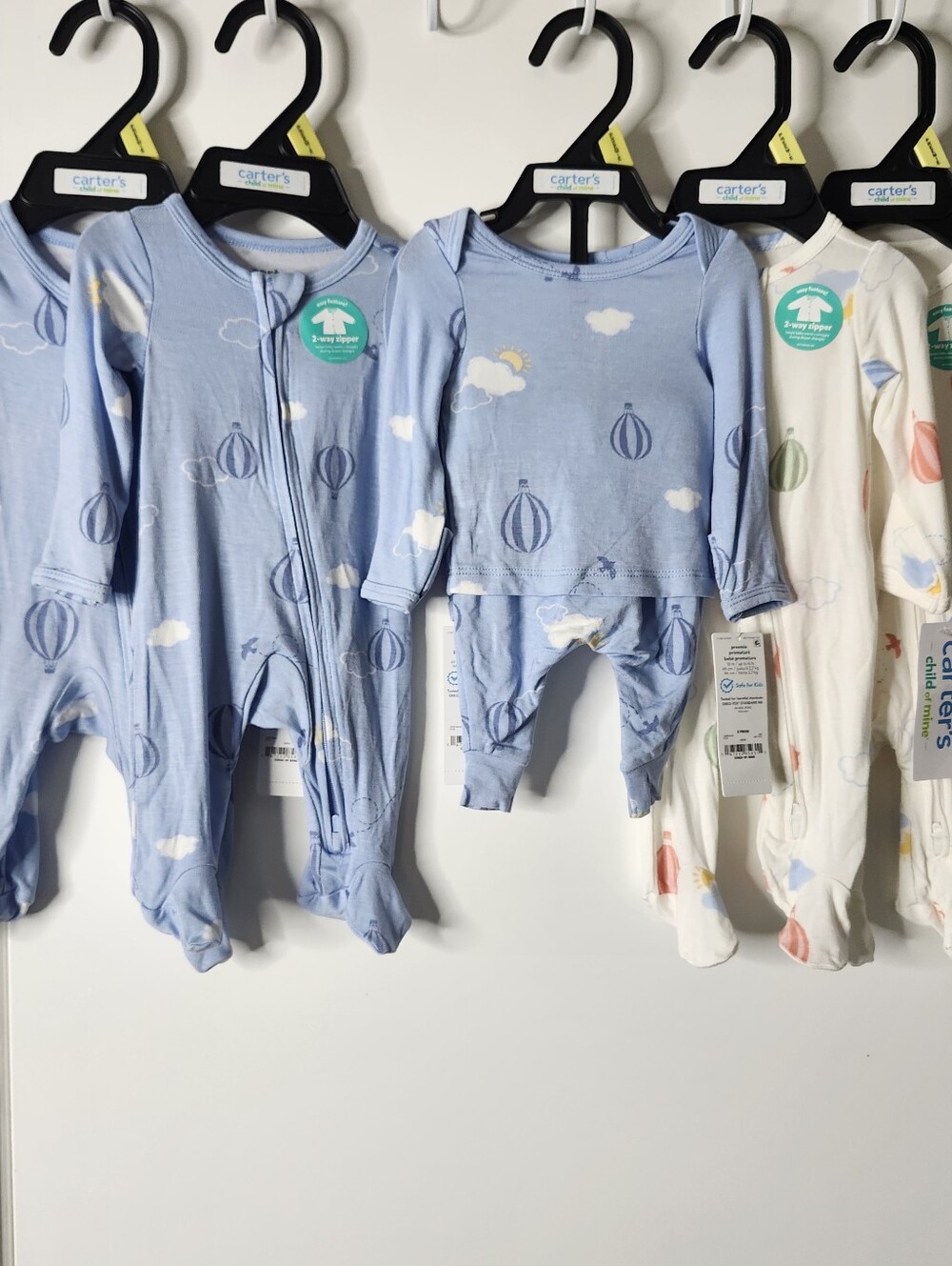 Carter's Preemie Baby Viscose Sleepers Pjs Soft Breathable Hot Air Balloon